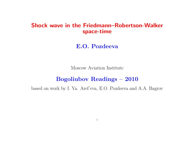 shock wave in the friedmann robertson walker space time e