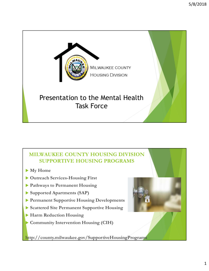 presentation to the mental health task force