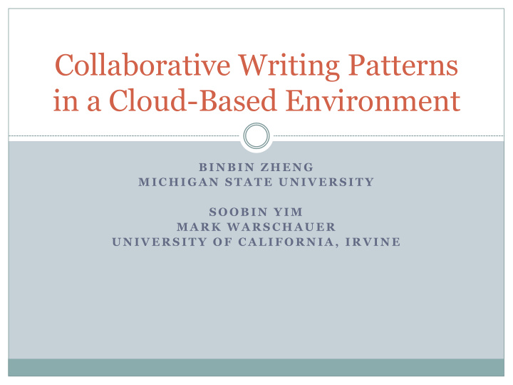 collaborative writing patterns in a cloud based