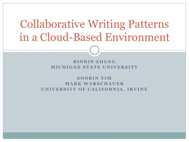 collaborative writing patterns in a cloud based