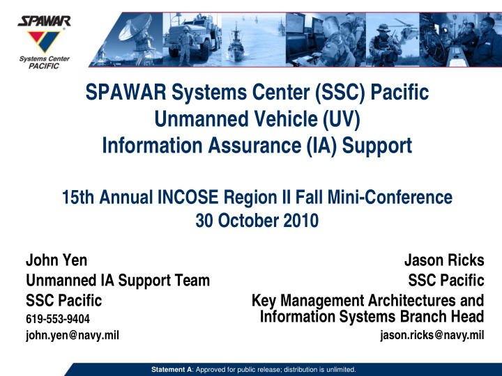 spawar systems center ssc pacific unmanned vehicle uv