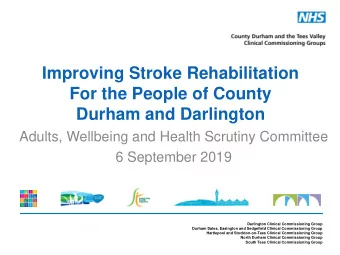 Improving Stroke Rehabilitation  For the People of County  Durham and Darlington  Adults, Wellbeing