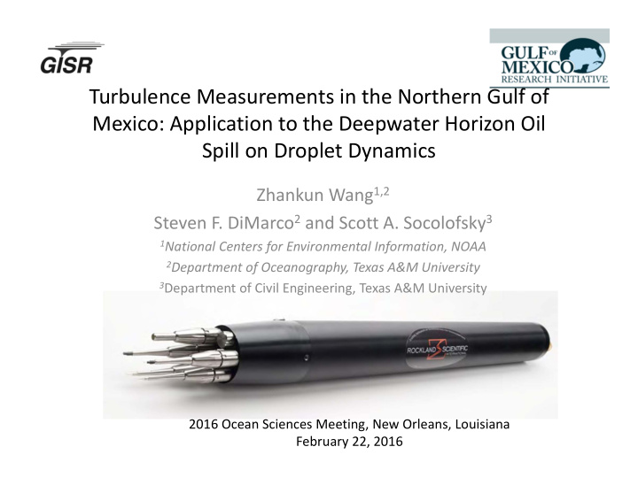 turbulence measurements in the northern gulf of mexico