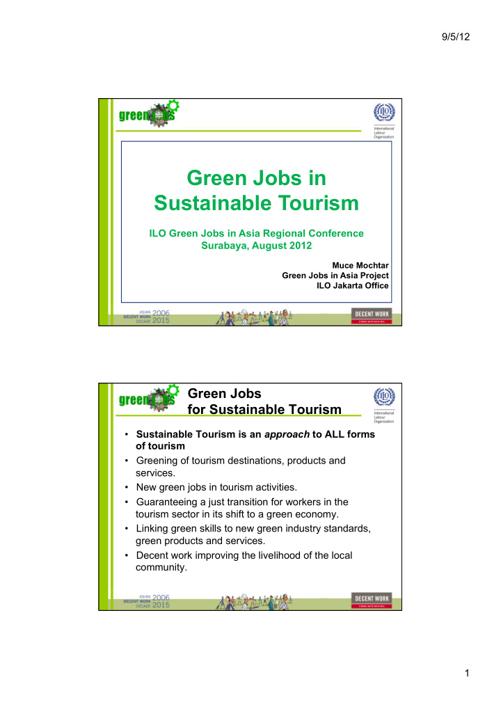 green jobs in sustainable tourism