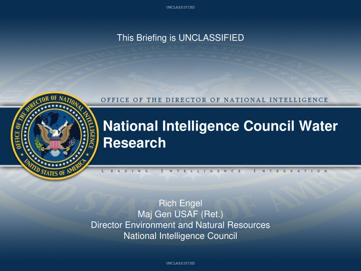 national intelligence council water research