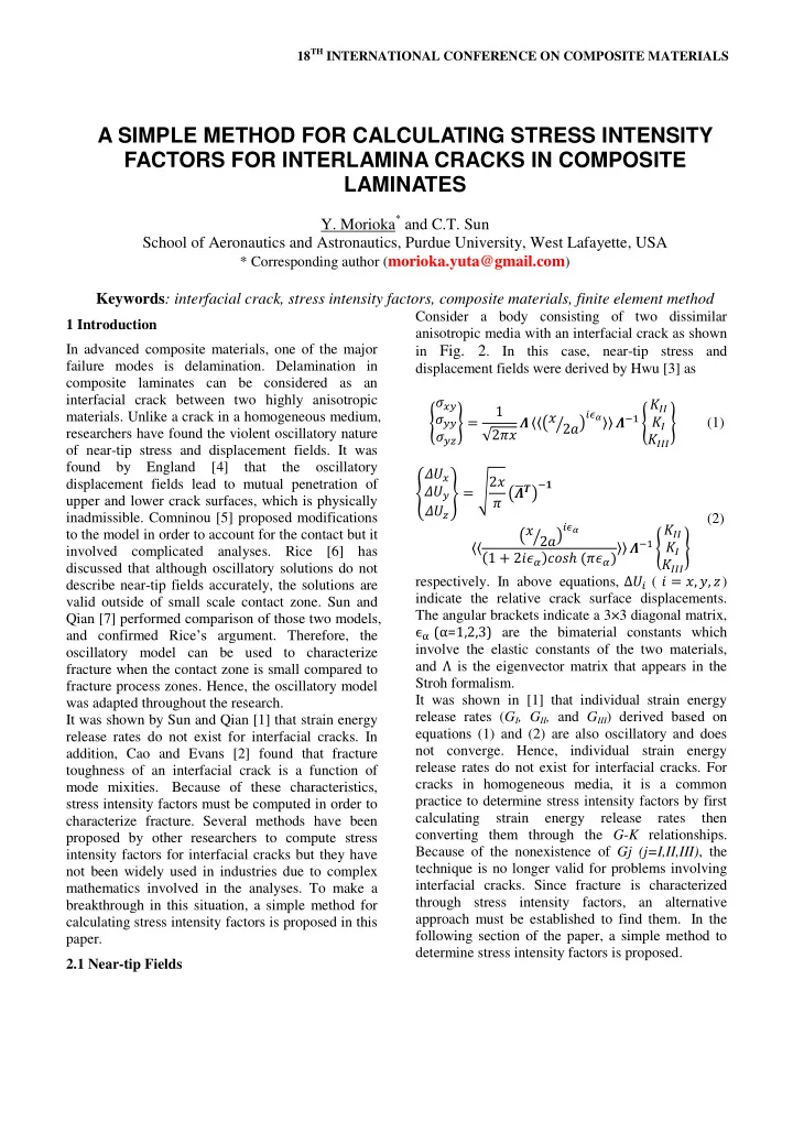 a simple method for calculating stress intensity factors