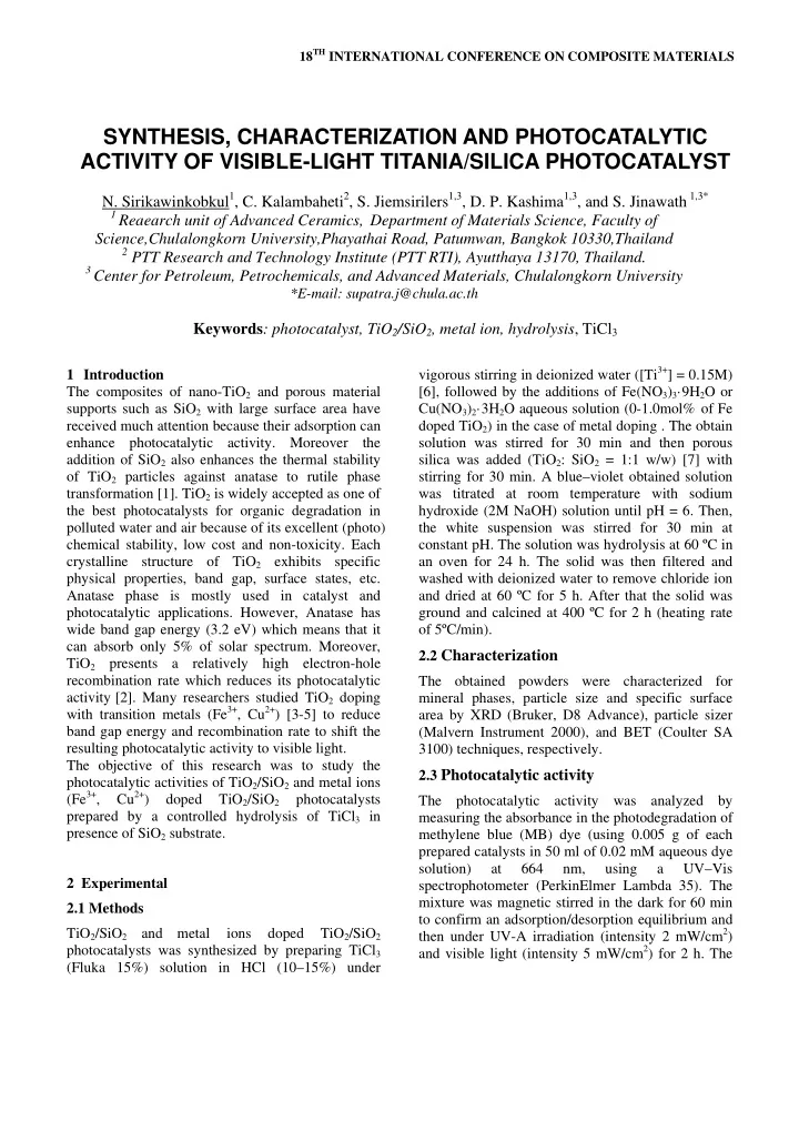 synthesis characterization and photocatalytic