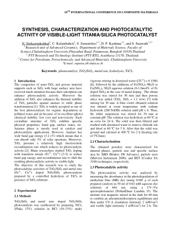 SYNTHESIS, CHARACTERIZATION AND PHOTOCATALYTIC ACTIVITY OF VISIBLE-LIGHT TITANIA/SILICA