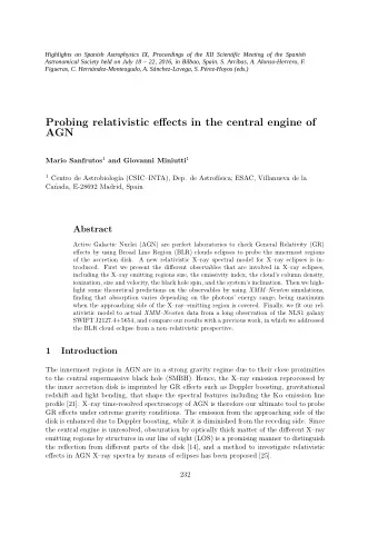 Probing relativistic effects in the central engine of  AGN Mario Sanfrutos 1 and Giovanni Miniutti