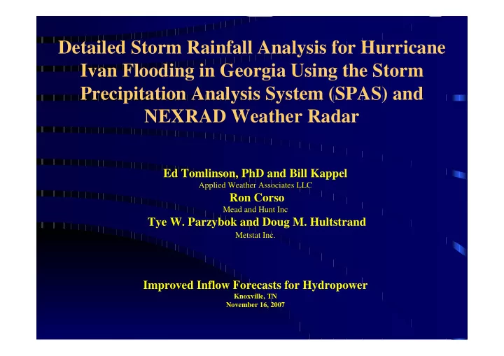 detailed storm rainfall analysis for hurricane ivan