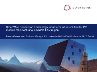 module manufacturing in Middle East region  Franck Genonceau, Business Manager PV / Intersolar