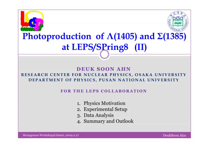 photoproduction of 1405 and 1385 p at leps spring8 ii