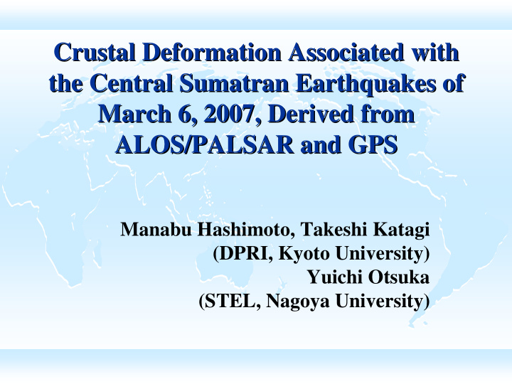 crustal deformation associated with crustal deformation