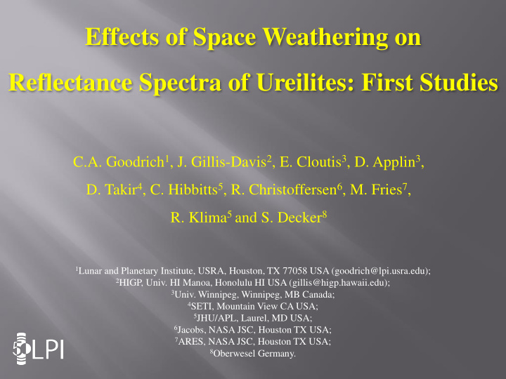 reflectance spectra of ureilites first studies
