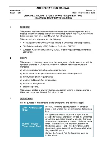AIR OPERATIONS MANUAL Procedure: 1.1 Issue: 01 Page: 1 of 5 Date: 03 December 2016  UNMANNED