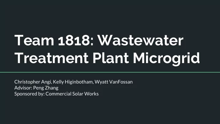 team 1818 wastewater treatment plant microgrid