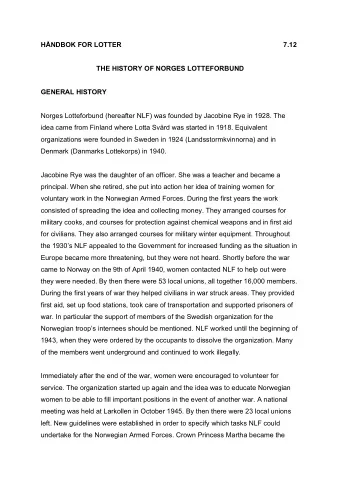 HNDBOK FOR LOTTER 7.12 THE HISTORY OF NORGES LOTTEFORBUND  GENERAL HISTORY  Norges Lotteforbund