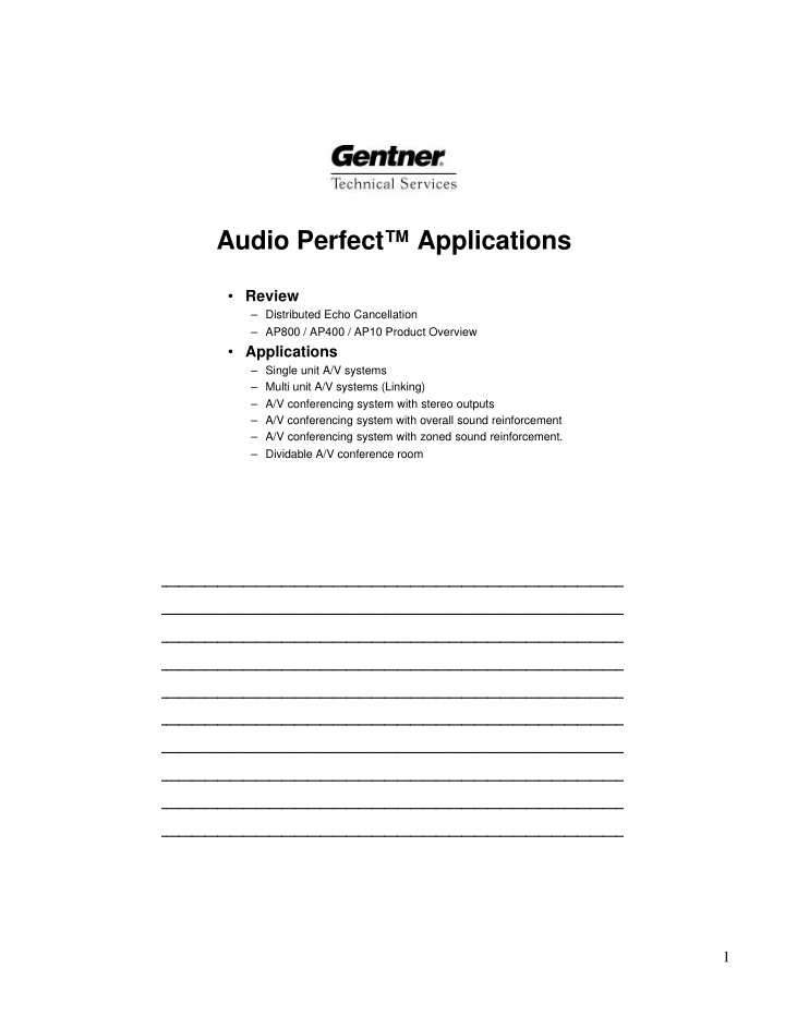 audio perfect applications