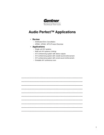 Audio Perfect Applications  Review   Distributed Echo Cancellation   AP800 / AP400 /