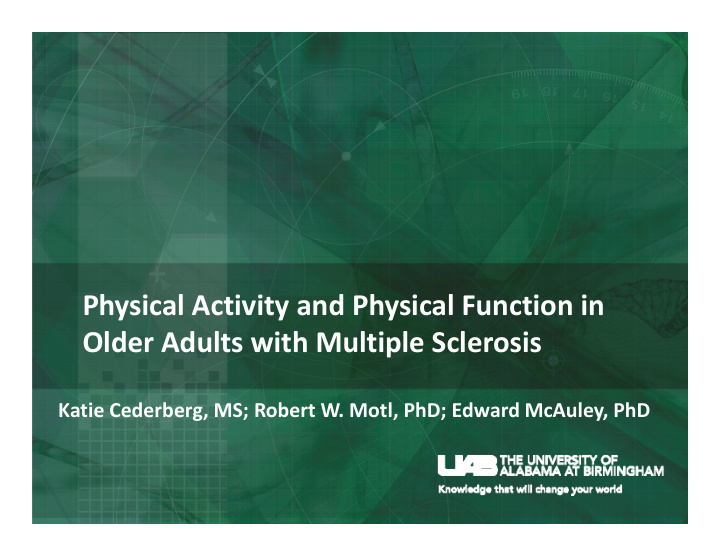 physical activity and physical function in older adults