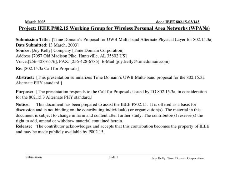 project ieee p802 15 working group for wireless personal