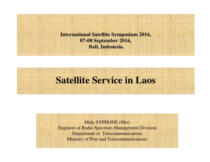 satellite service in laos