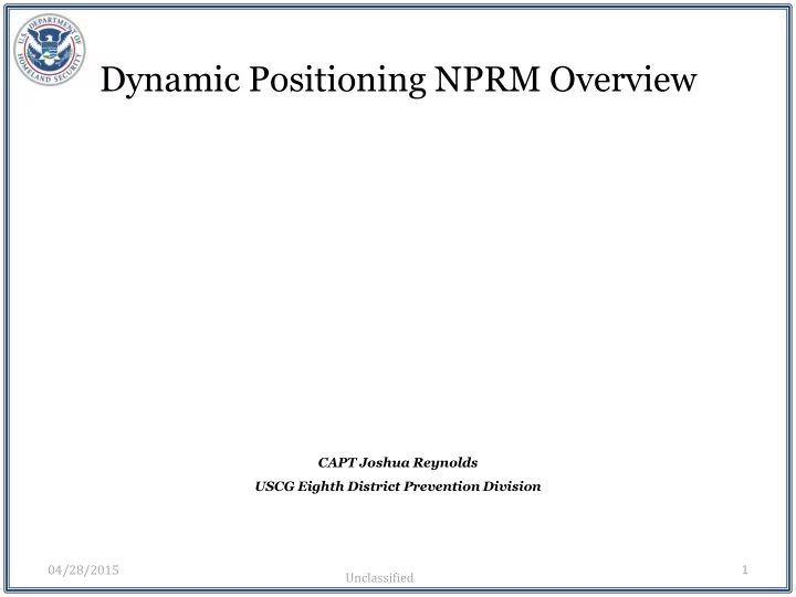 dynamic positioning nprm overview