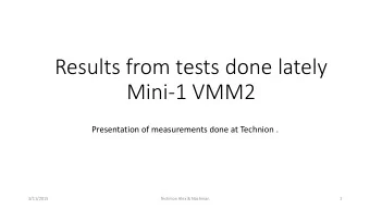 Mini-1 VMM2  Presentation of measurements done at Technion .  3/11/2015  Technion Alex &amp;