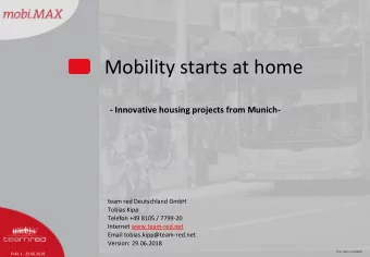 Mobility starts at home  - Innovative housing projects from Munich-  team red Deutschland GmbH