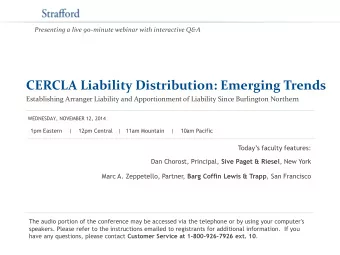 CERCLA Liability Distribution: Emerging Trends  Establishing Arranger Liability and Apportionment