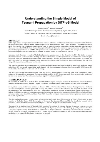 Understanding the Simple Model of  Tsunami Propagation by SiTProS Model Wattana Kanbua 1* , Somporn