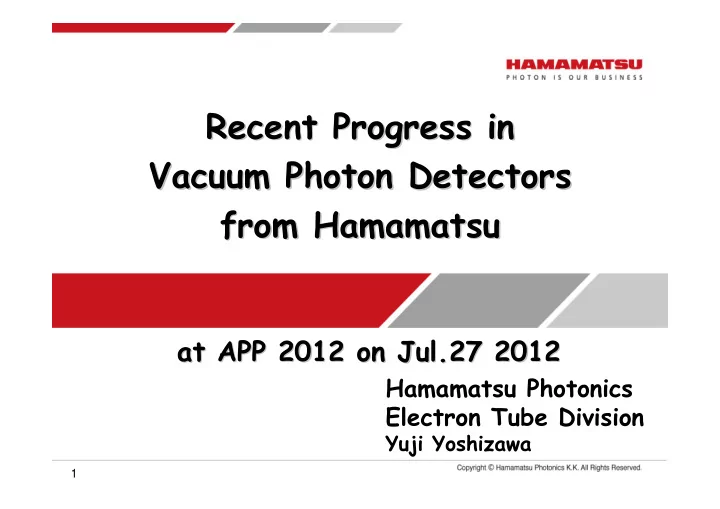 recent progress in recent progress in vacuum photon