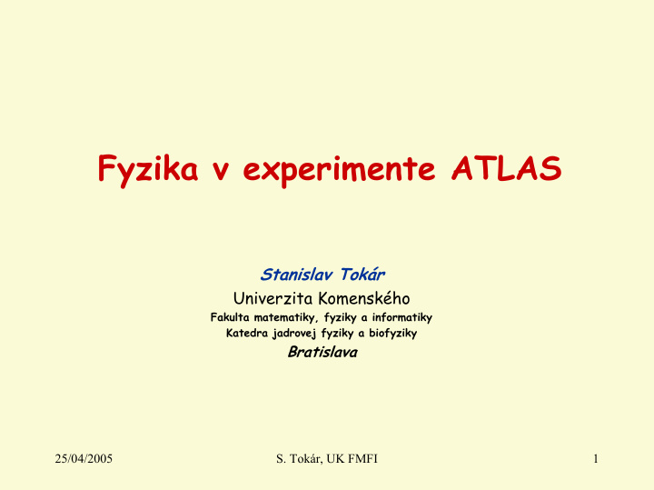fyzika v experimente atlas