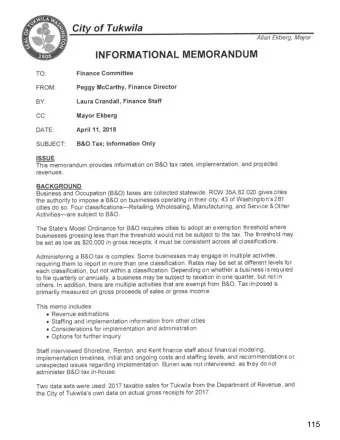 115  116  117  118  119  Local Business (B&amp;O) Tax Rates  Effective January 1, 2018  Threshold