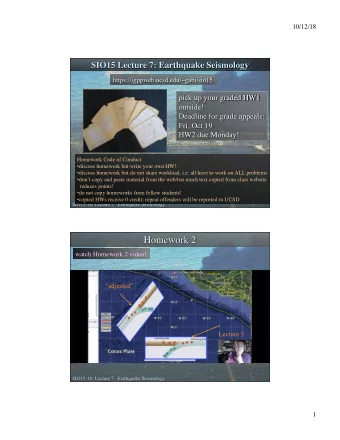10/12/18  Homework Code of Conduct  discuss homework but write your own HW!  discuss homework