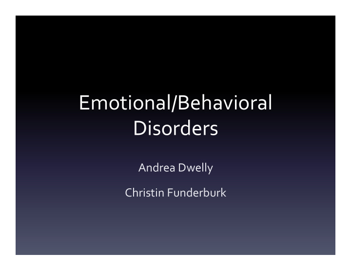 emotional behavioral disorders