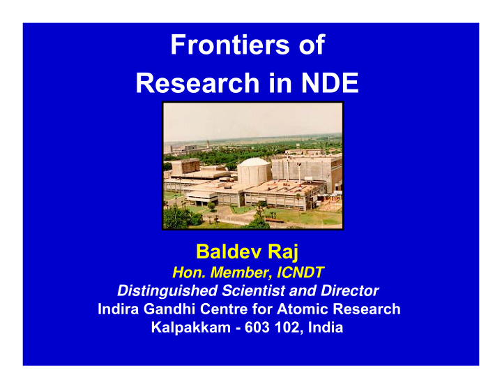 frontiers of research in nde