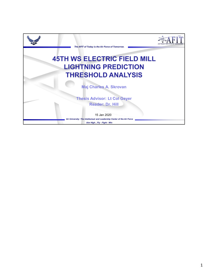 45th ws electric field mill lightning prediction