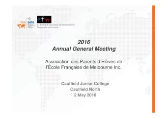2016  Annual General Meeting  Association des Parents dElves de  lcole Franaise de