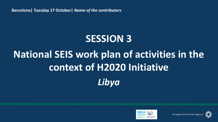 national seis work plan of activities in the