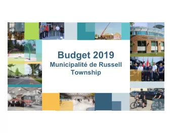 Budget 2019  Municipalit de Russell  Township  Table des matires / Table of Contents  BUDGET