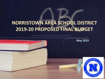 2019-20 PROPOSED FINAL BUDGET  May 2019  2019-20 BUDGET  GOALS ESTABLISHED JAN 2019:  MAINTAIN