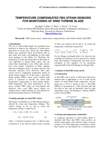 TEMPERATURE COMPENSATED FBG STRAIN SENSORS  FOR MONITORING OF WIND TURBINE BLADE K. Choi 1 , G. Kim
