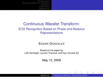 Continuous Wavelet Transform:  ECG Recognition Based on Phase and Modulus  Representations E DGAR G