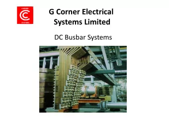 G Corner Electrical Systems Limited  SYSTEMS DC Busbar Systems G Corner Electrical  CORNER Systems