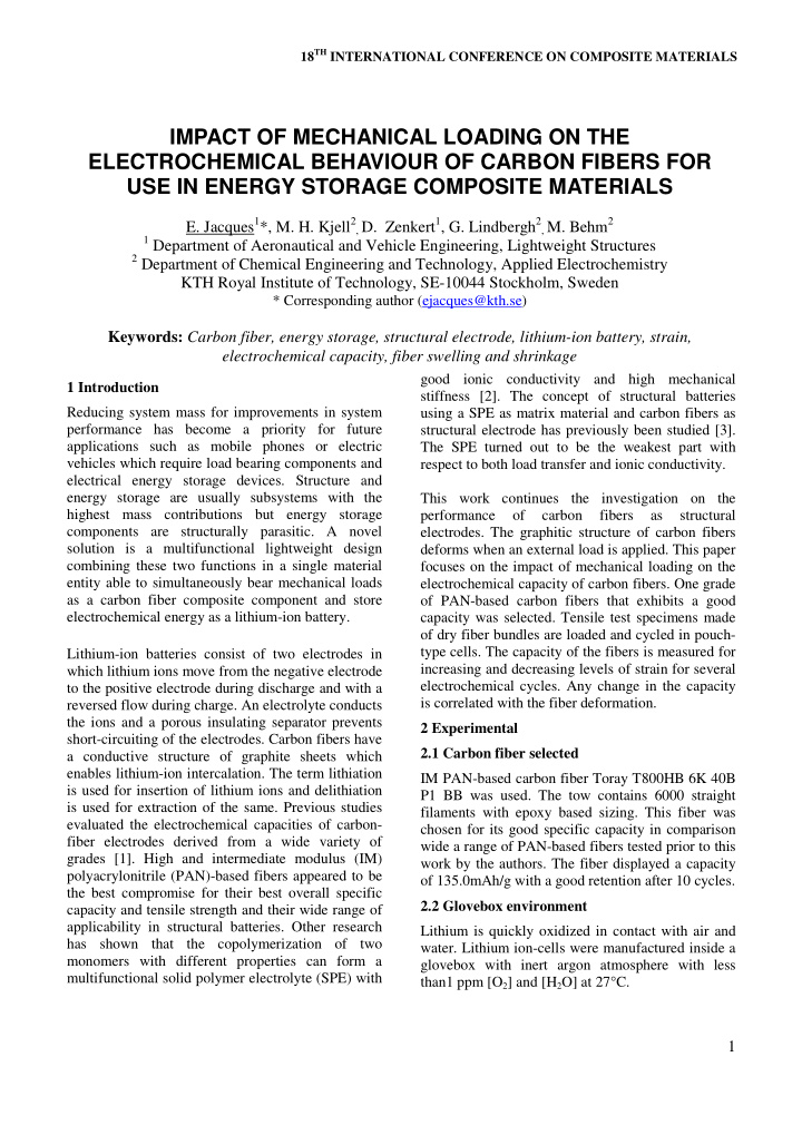 impact of mechanical loading on the electrochemical