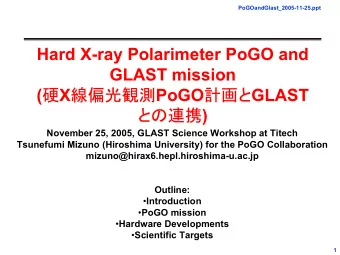 Hard X-ray Polarimeter PoGO and  GLAST mission (  X  PoGO  GLAST