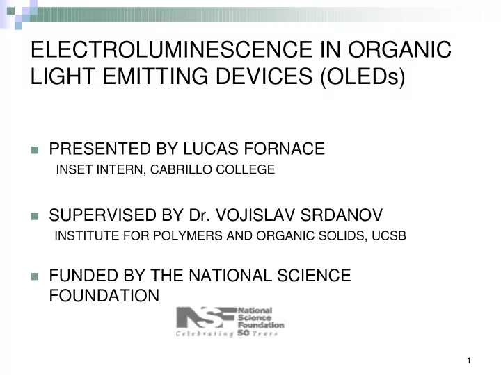 electroluminescence in organic light emitting devices