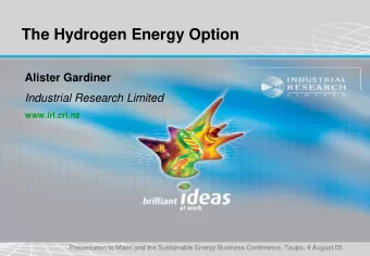 The Hydrogen Energy Option  Alister Gardiner  Industrial Research Limited  www.irl.cri.nz