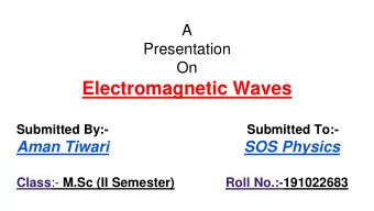 Electromagnetic Waves  Submitted By:-  Submitted To:-  Aman Tiwari  SOS Physics Class :- M.Sc (II